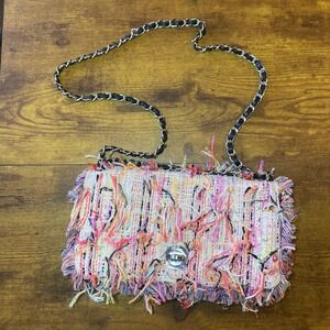 Zara Basic Collection Tweed Fringe Chain Shoulder Bag Handbag Purse‎